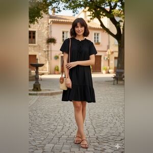 Nwt J. Crew Airy Gauze Babydoll Dress  Black